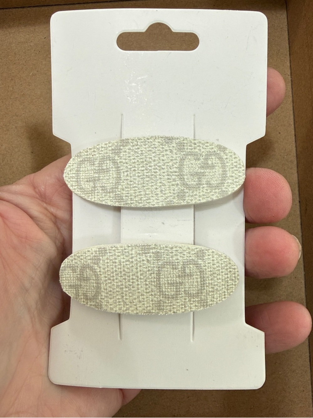 Gucci upcycled Neutral Cream Oval Hair Clips - Set of 2